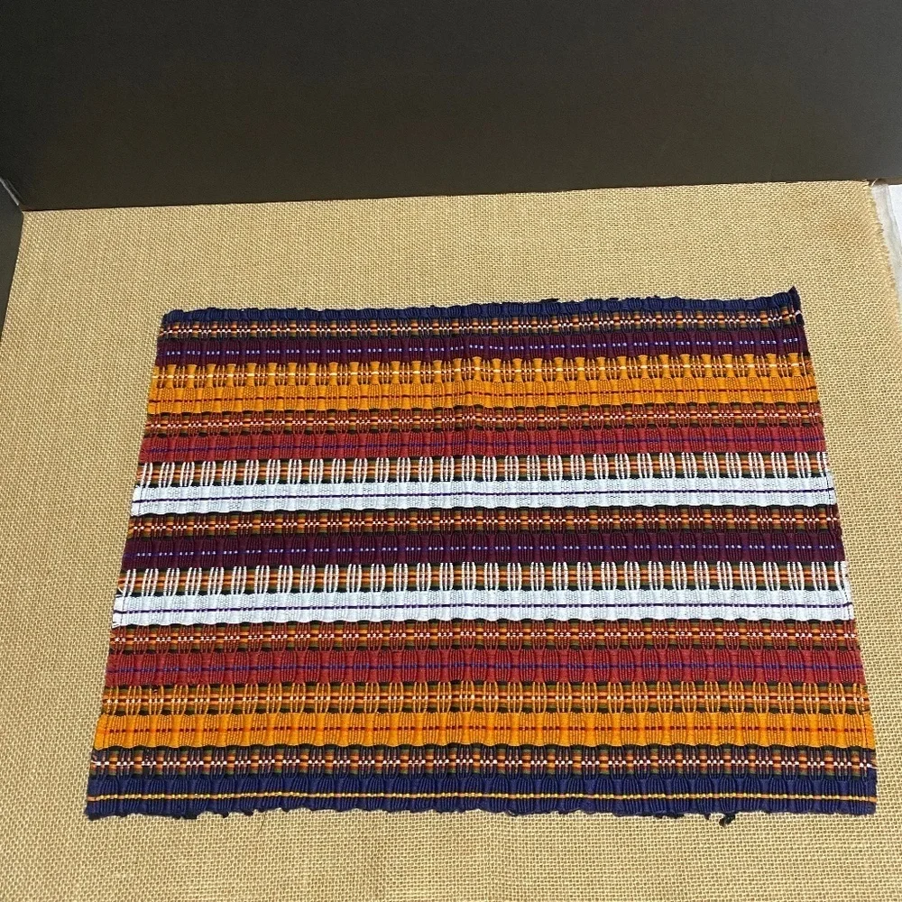 Unbranded Placemats Woven Cotton Set Of 5 Yellow striped Guatemala